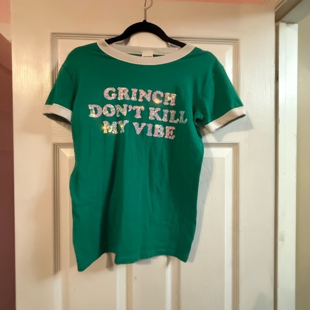 PINK Victoria's Secret Green Tee with White Accents